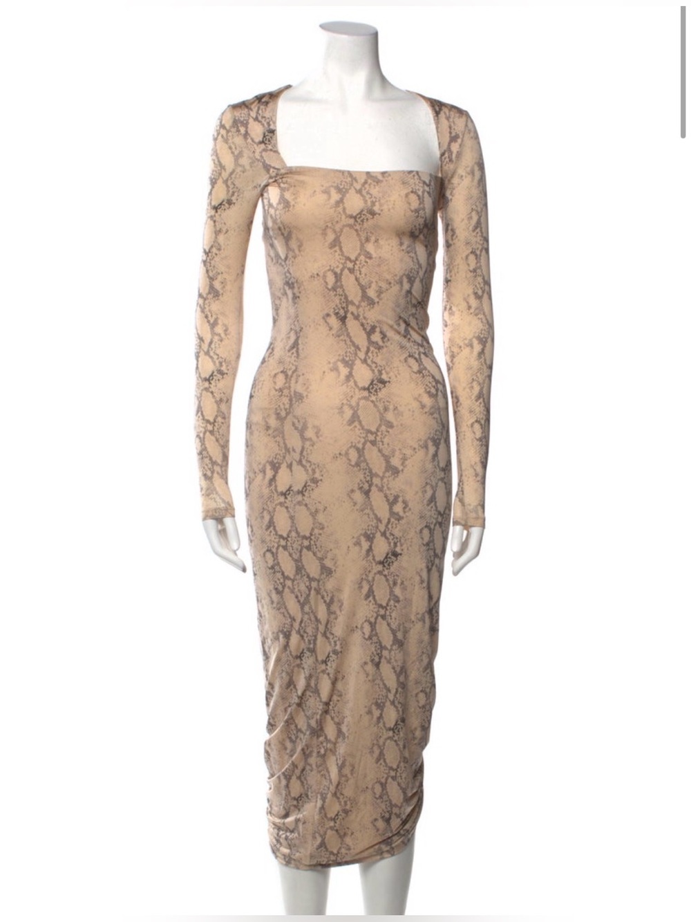Jonathan Simkhai Tan Snake Print Long Sleeve Dress